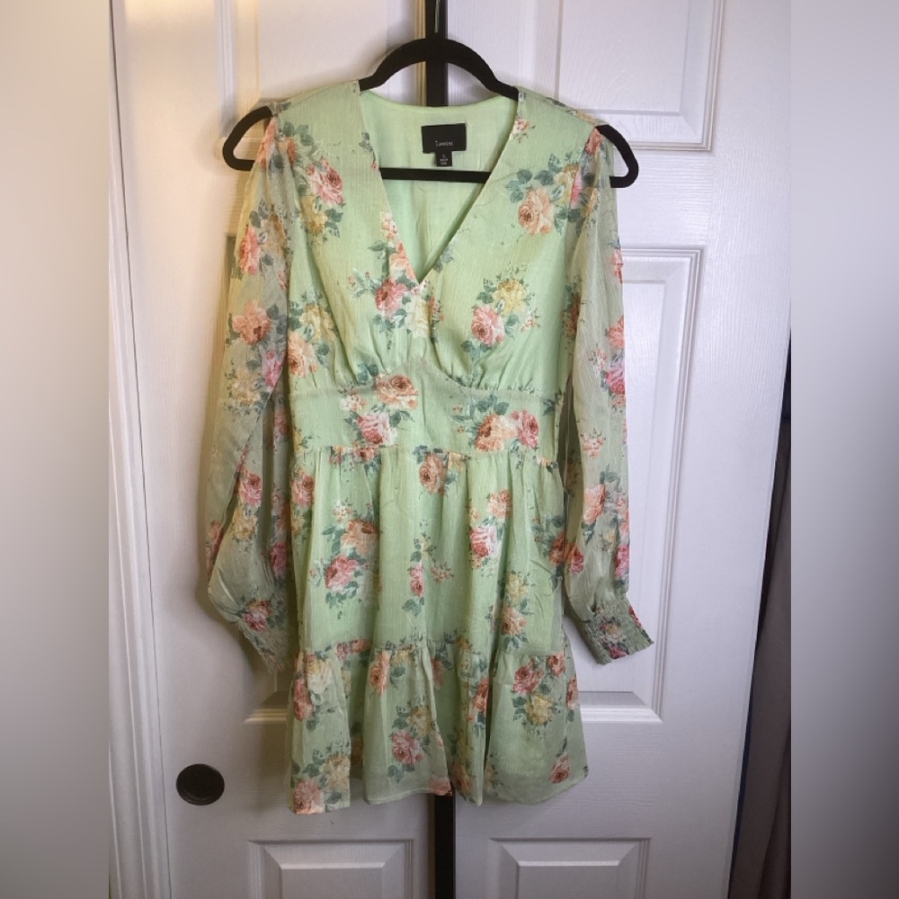 Lumiere Green Floral Mini Dress, size Small, NWT
